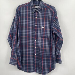 Burberry’s Multicolor Nova Check Flip Cuff Plaid Button Up Shirt Size Large
